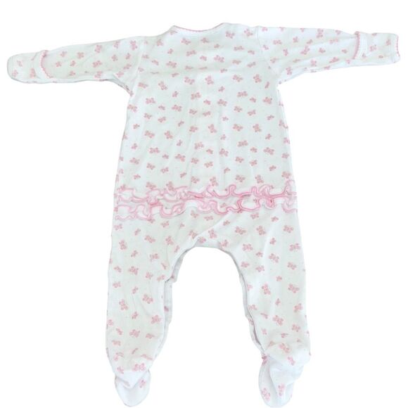 Magnolia Baby Girls Butterfly Pattern White & Pink One Piece Footie. 3 Months. - Picture 3 of 6